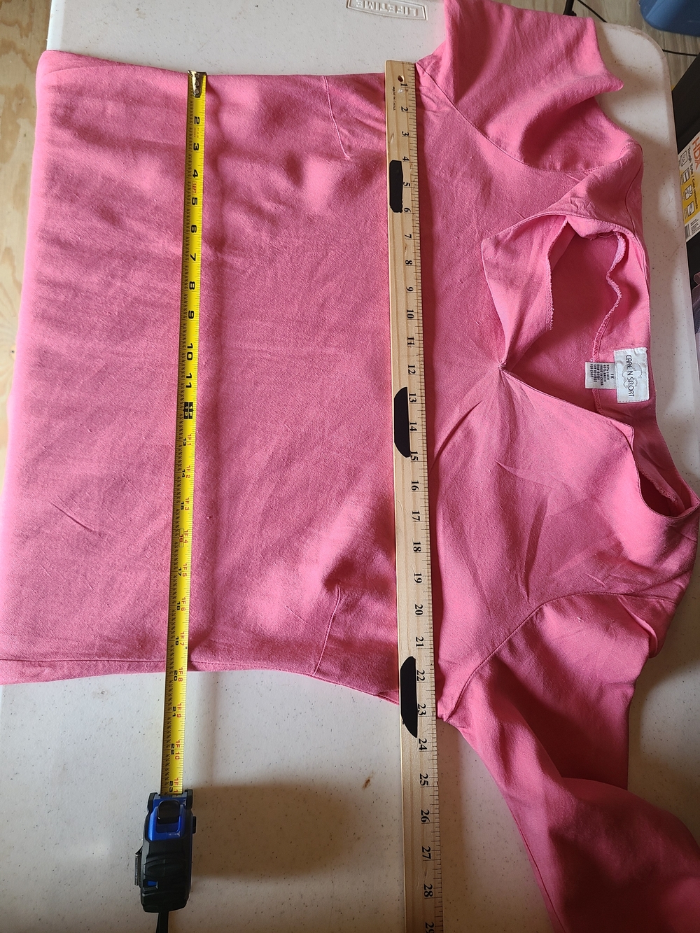Caren Sport Linen Blend Asymmetric Tunic Pink Bell Sleeve Plus Size 1X - Picture 6 of 10